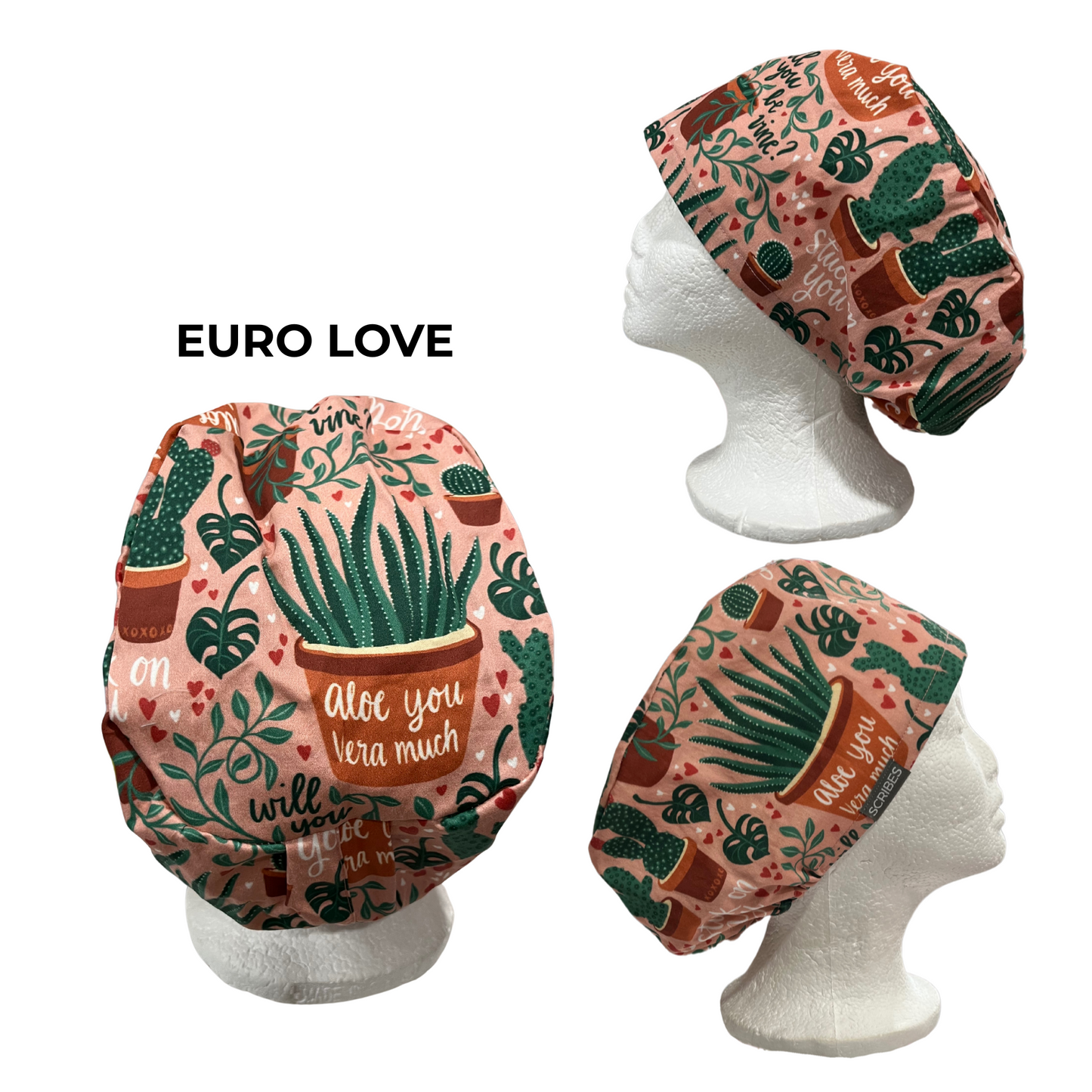 Stuck on You Euro Love Style Scrub cap