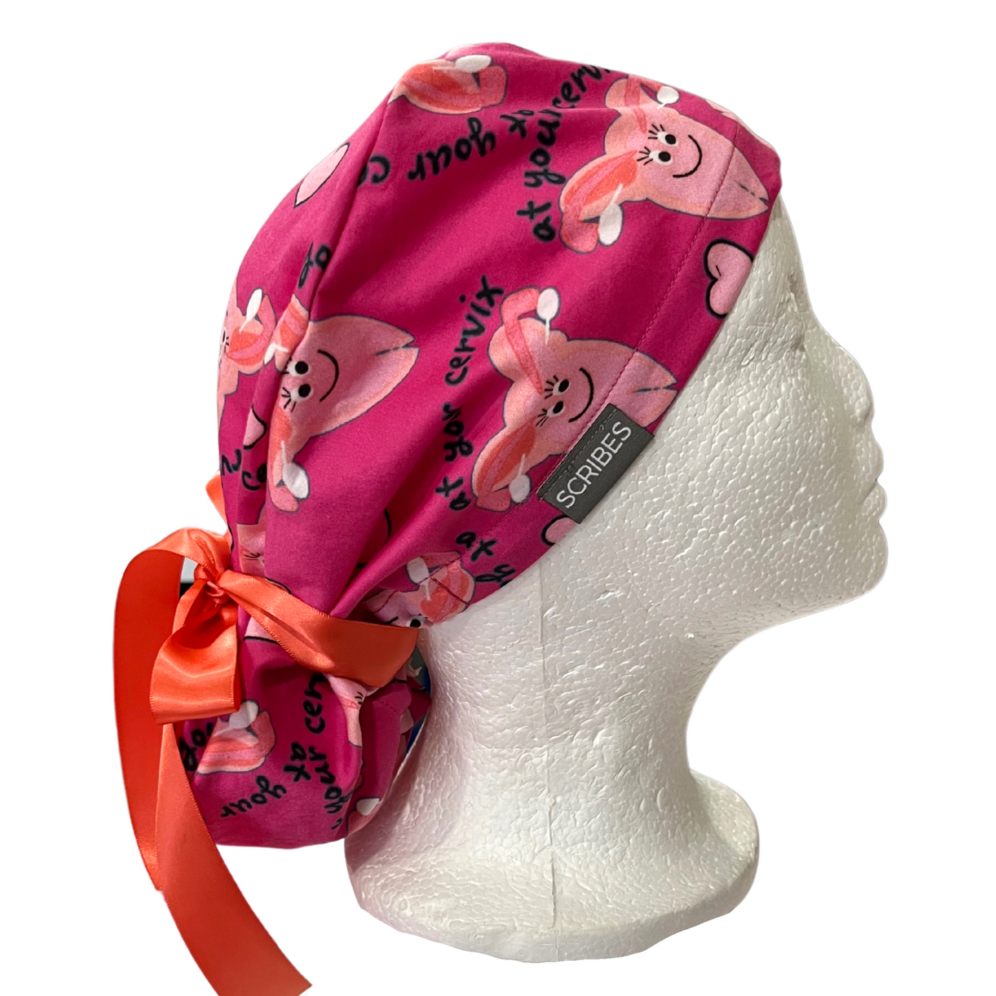 At your cervix scrub cap in Pony style