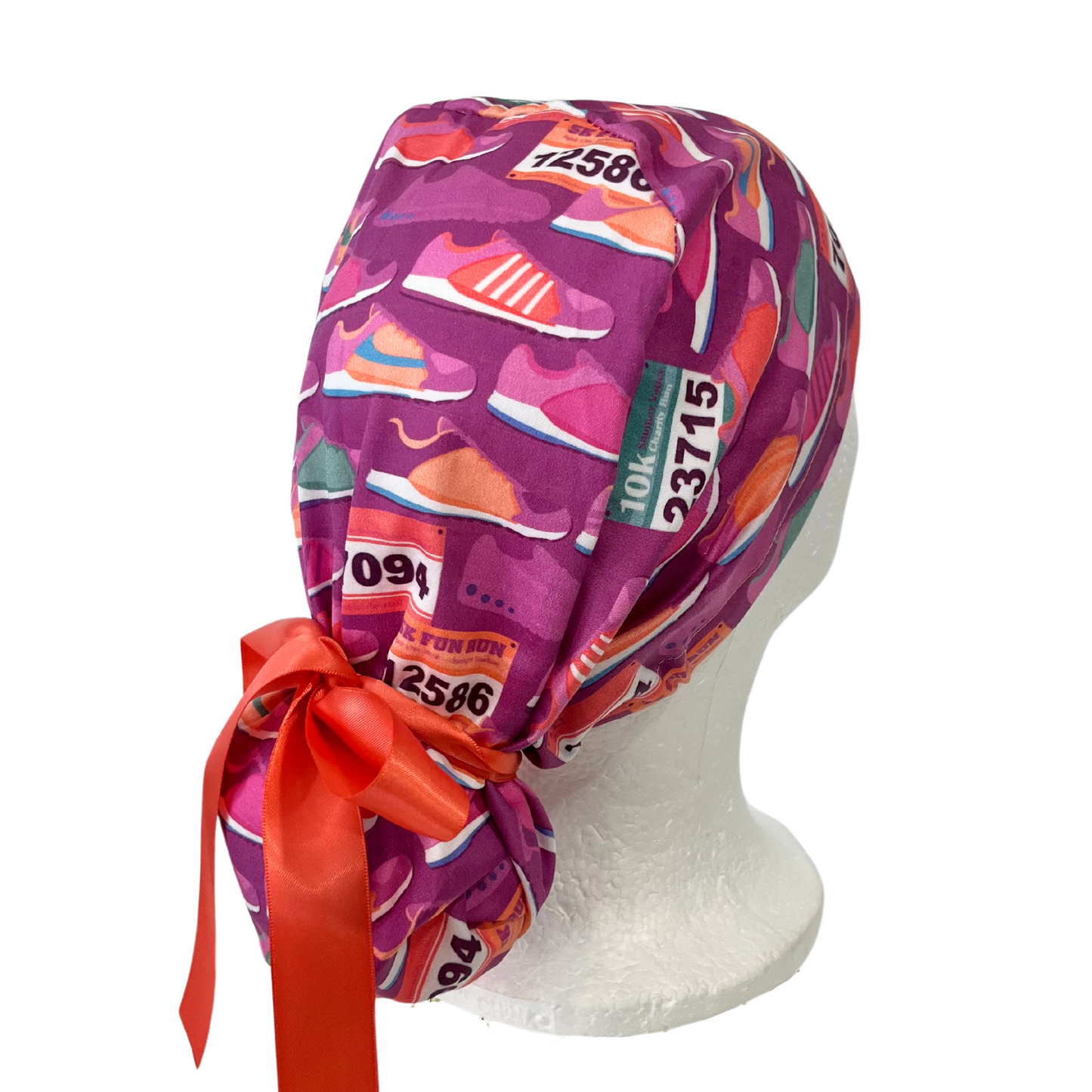 Magenta Sneaker Pony Style Scrub Cap