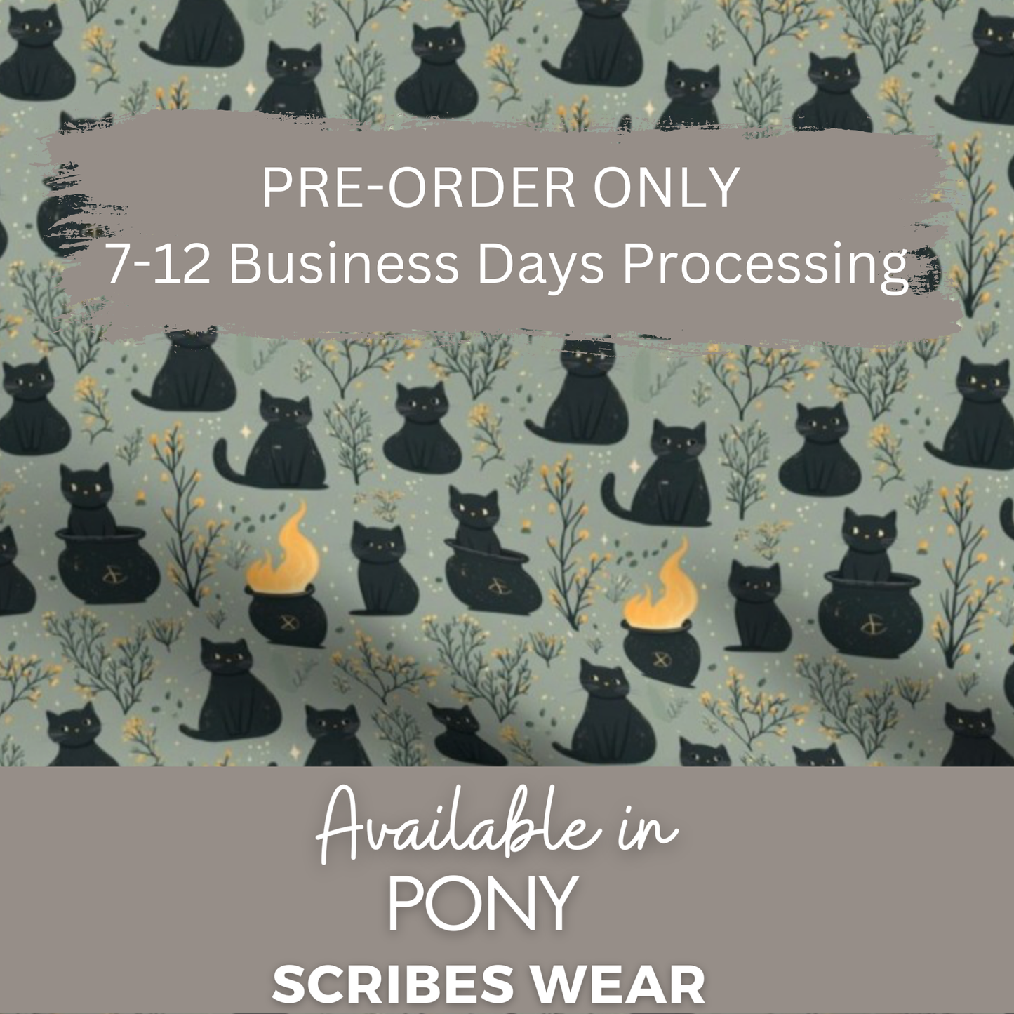 Pre-Order Black cats and witches spells Halloween Pony Scrub cap Exclusive Print