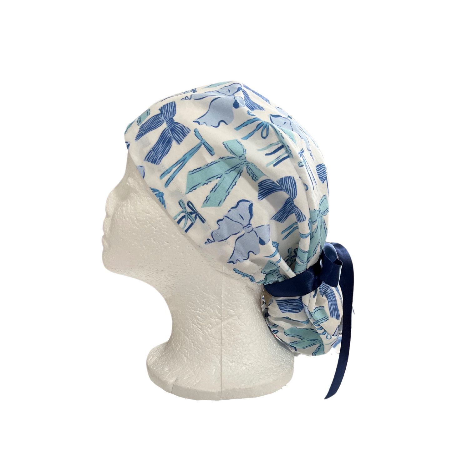 Bows in Blue Pony Style Scrub Cap