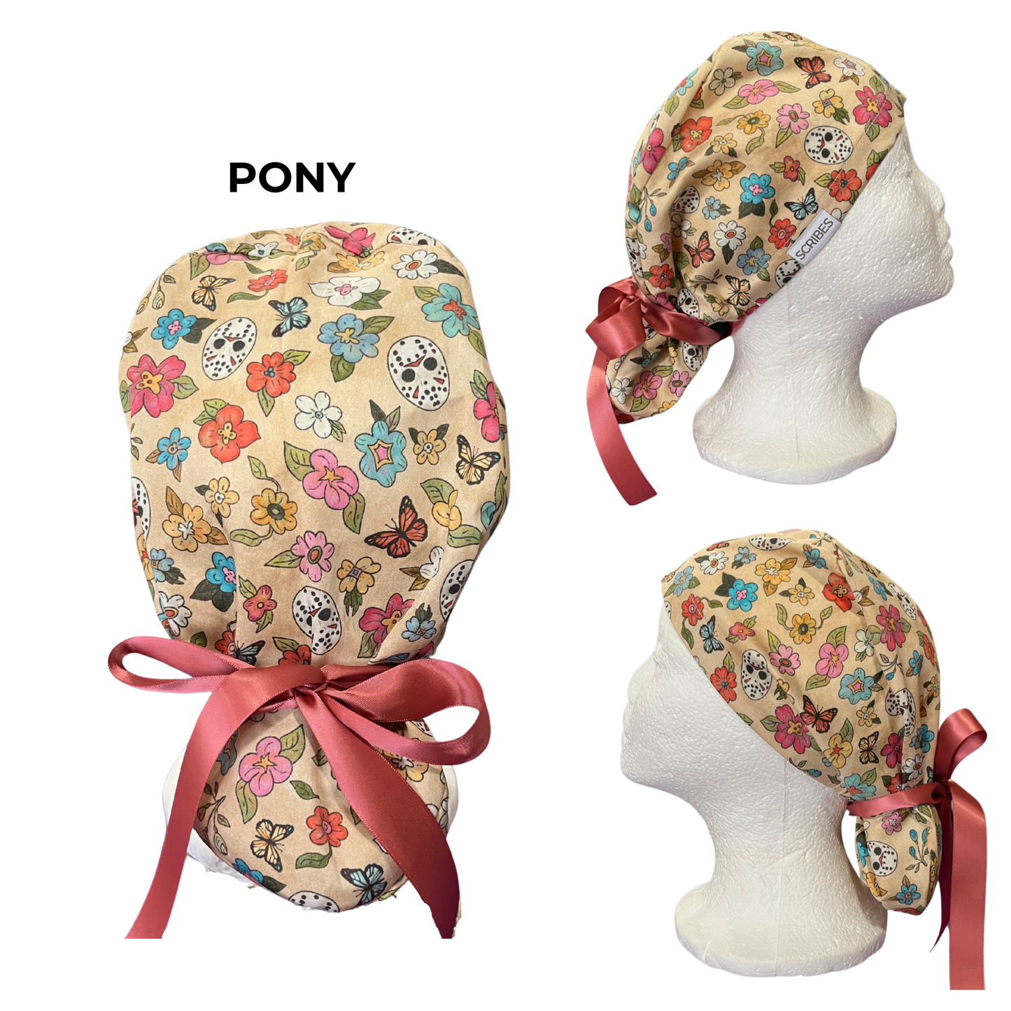 Dusky Cystal Lake horror movies Halloween in Pony Scrub cap