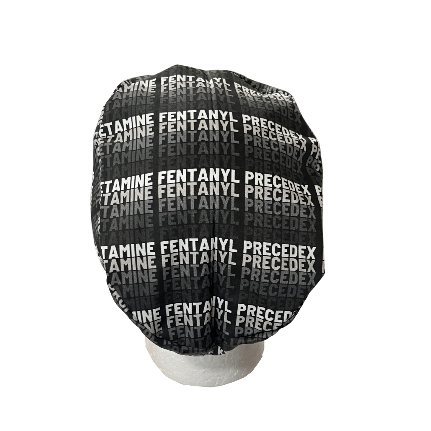 Black Ombre Anesthesia Meds Words Euro Men Scrub Cap