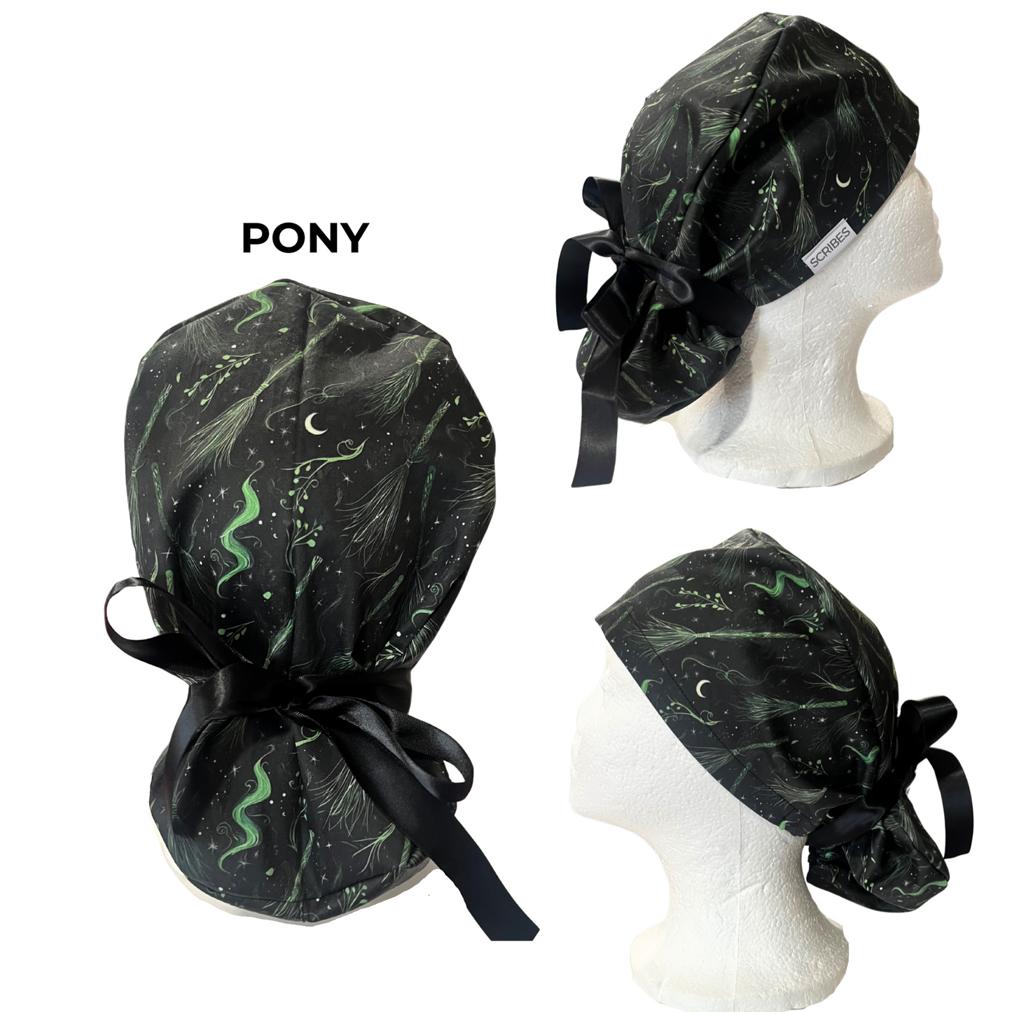 Pre-Order Emerald Brooms and Witchcraft, Halloween Pony Scrub cap Exclusive Print