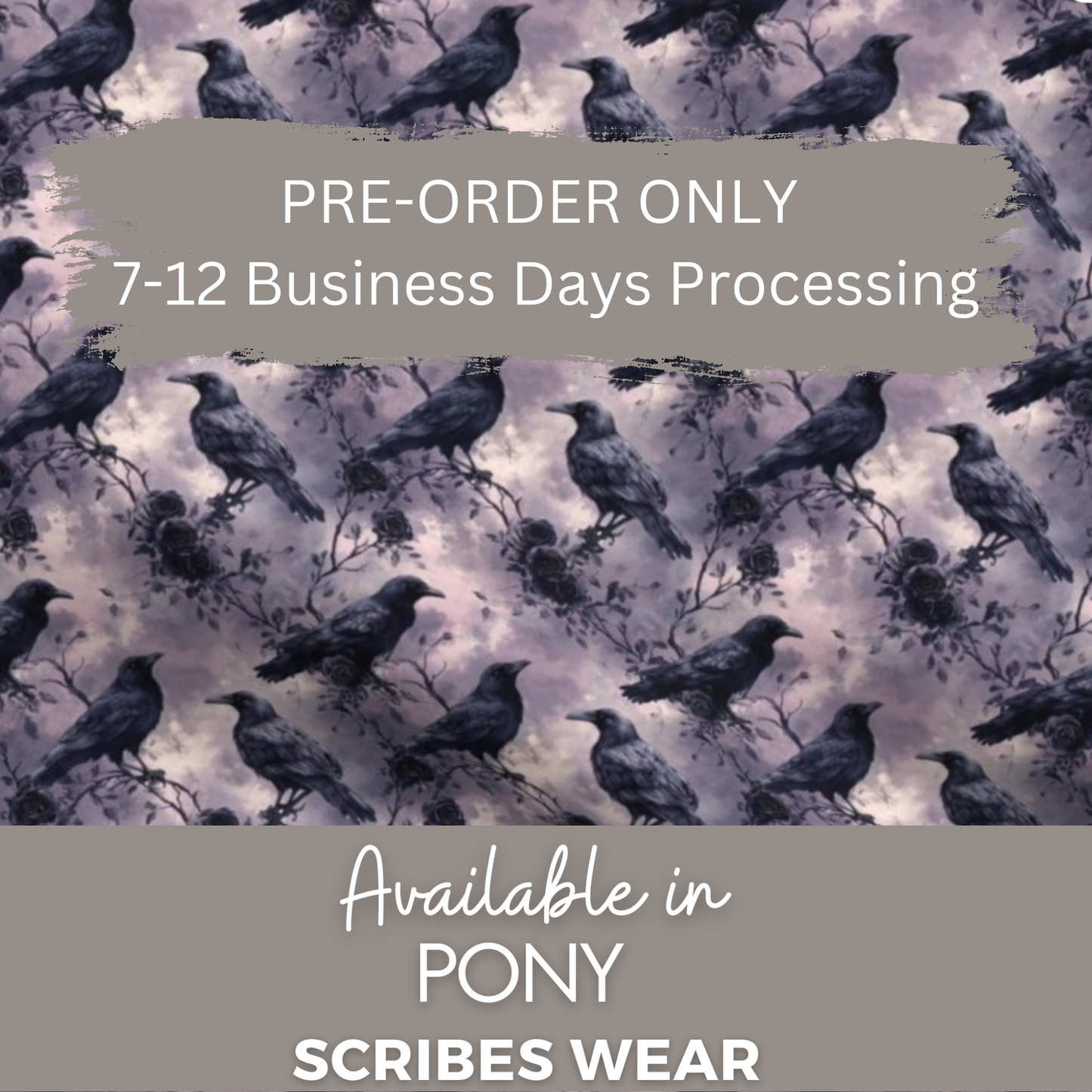 Pre-Order Dark Gothic Ravens Halloween Pony Scrub cap Exclusive Print