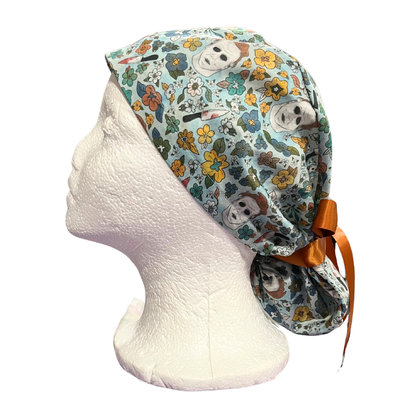 Dusky blue Michael Myers Halloween in Pony Scrub cap