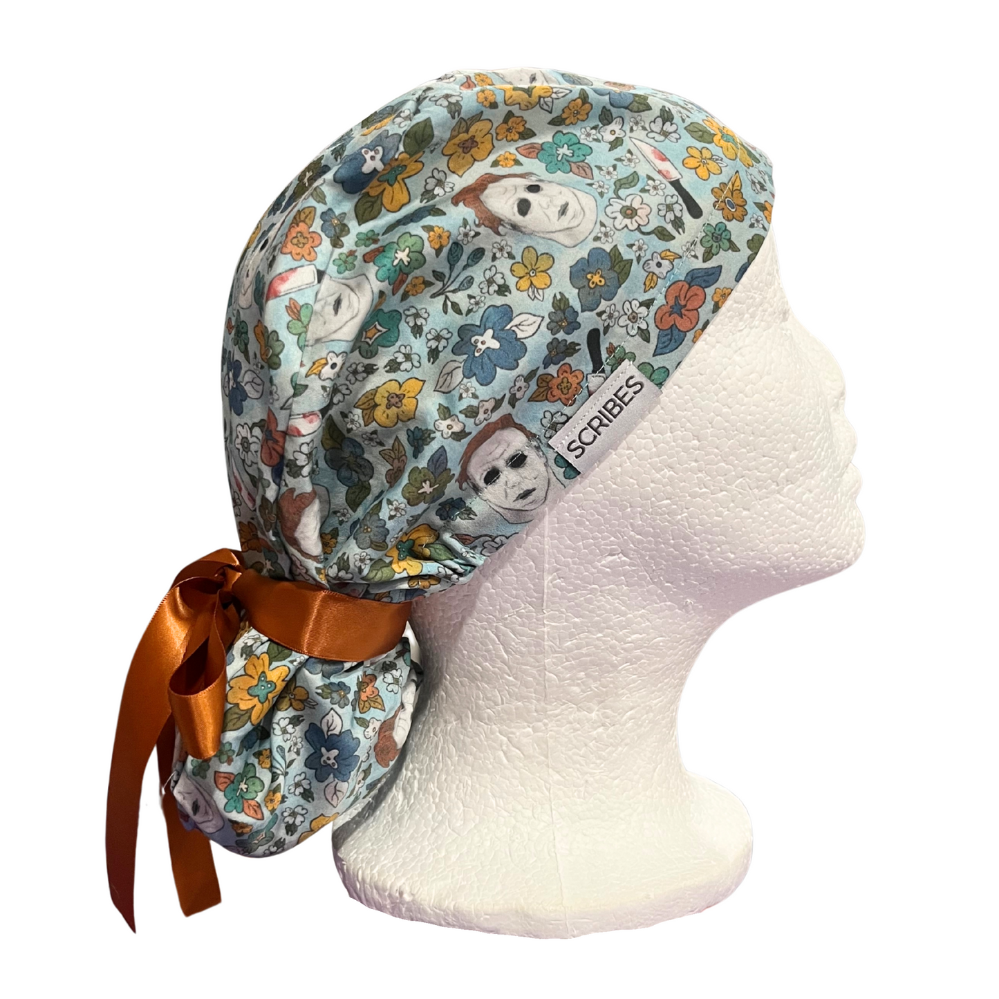 Dusky blue Michael Myers Halloween in Pony Scrub cap