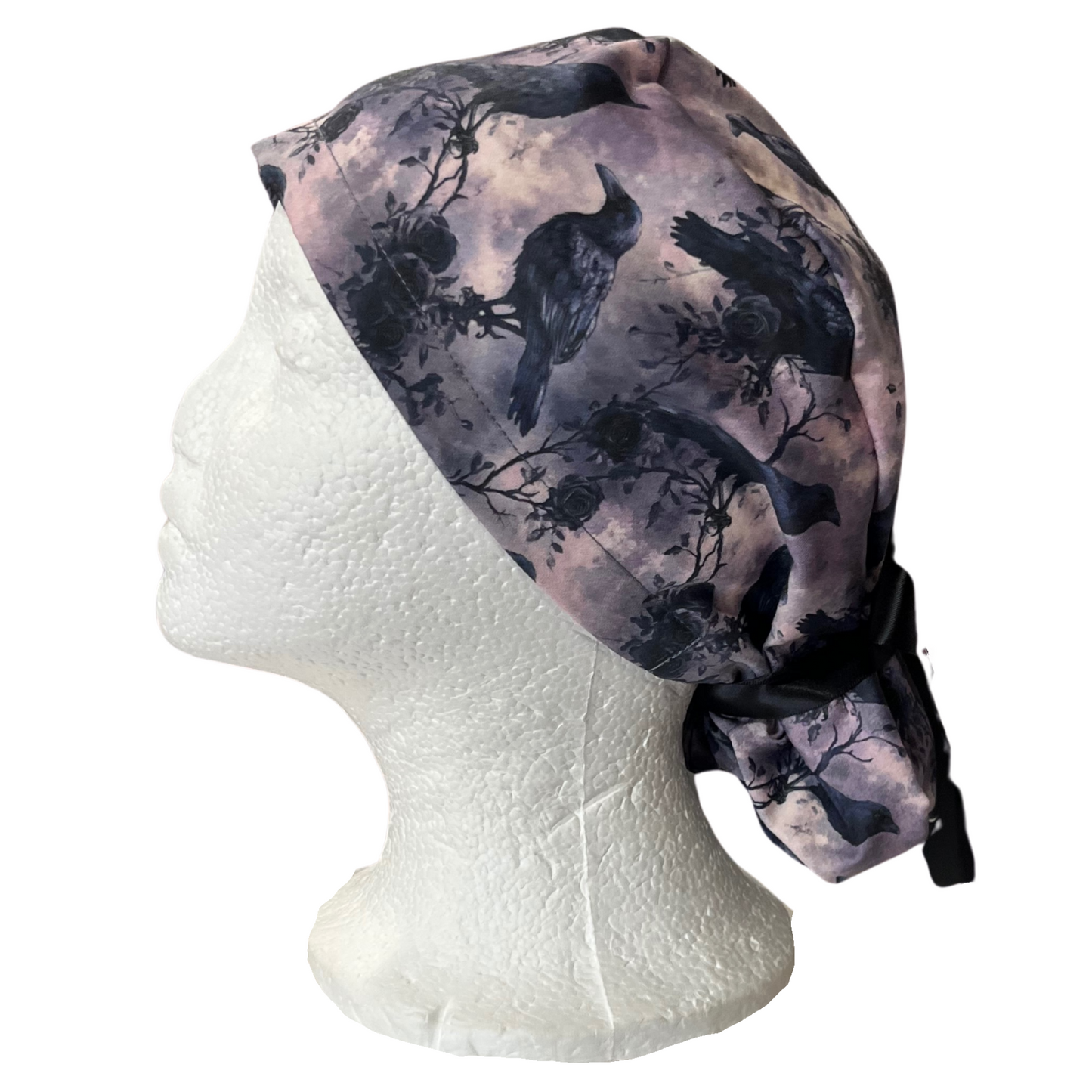 Pre-Order Dark Gothic Ravens Halloween Pony Scrub cap Exclusive Print