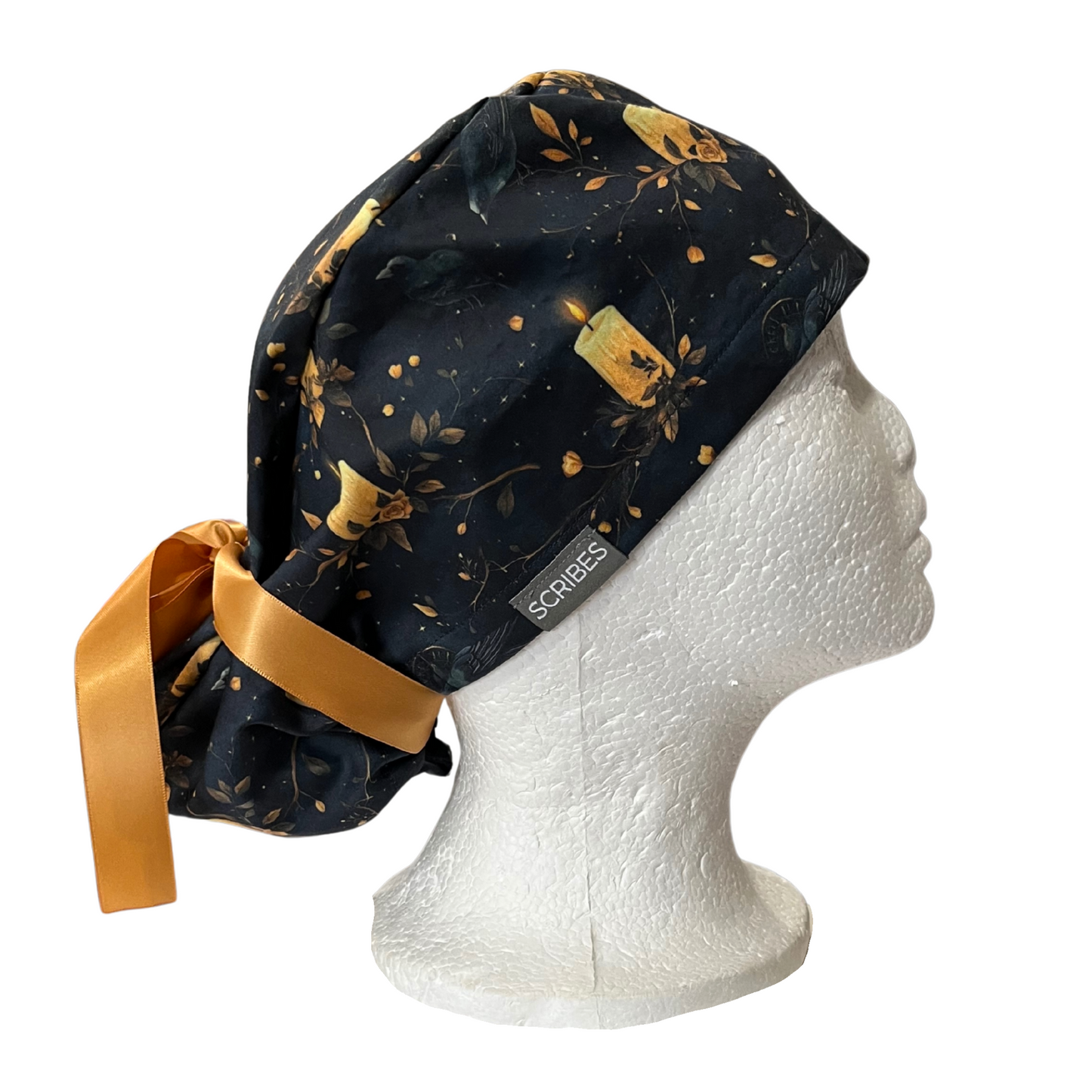 Candles and Ravens Halloween Pony Scrub cap Exclusive Print