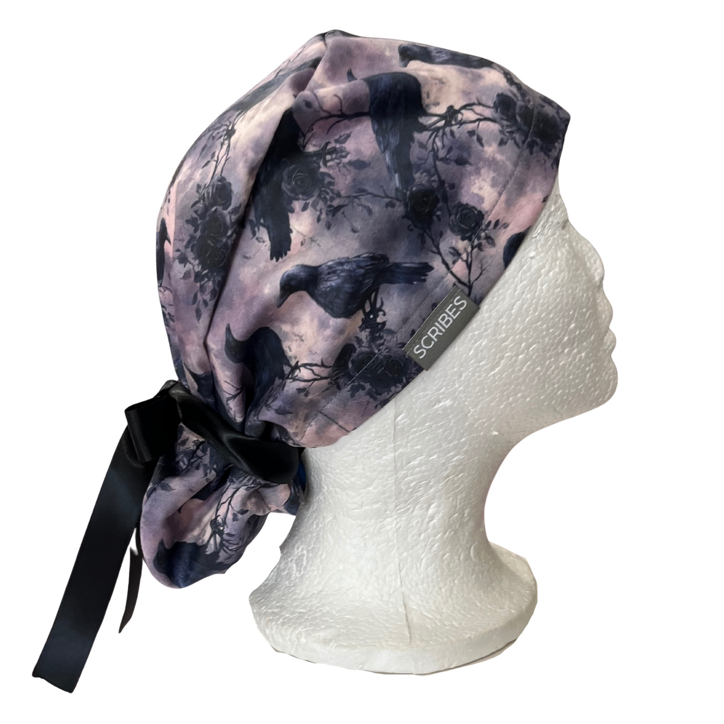 Pre-Order Dark Gothic Ravens Halloween Pony Scrub cap Exclusive Print