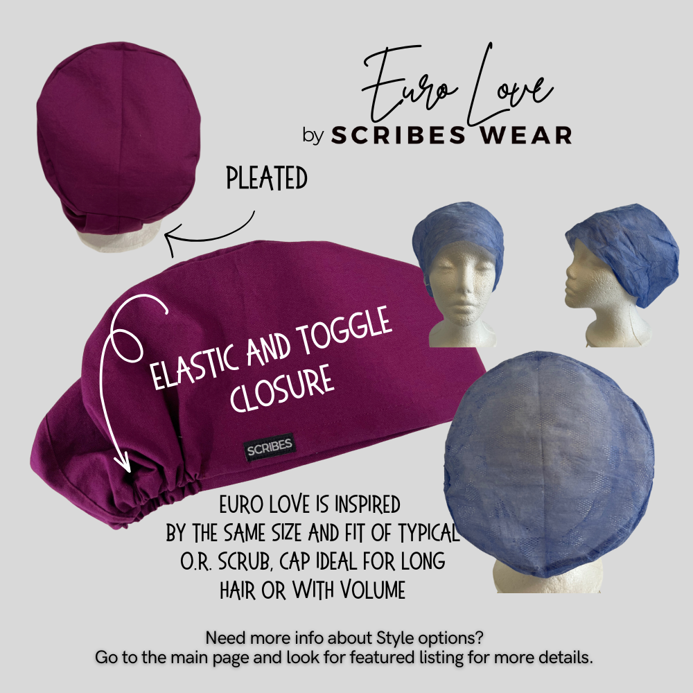 Anesthesia Meds in Euro Love Style Scrub cap