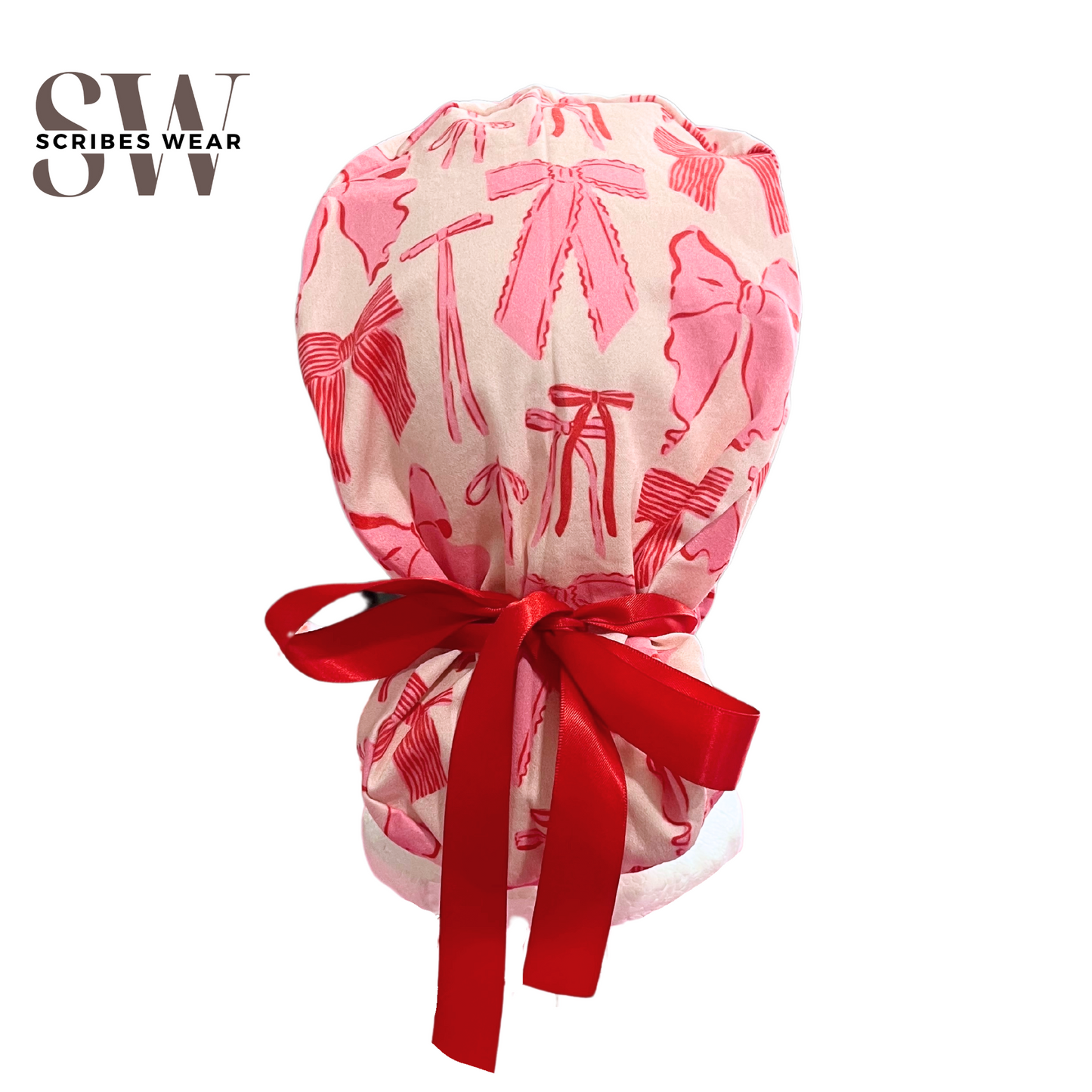 Bows in Pink Pony Style Scrub Cap