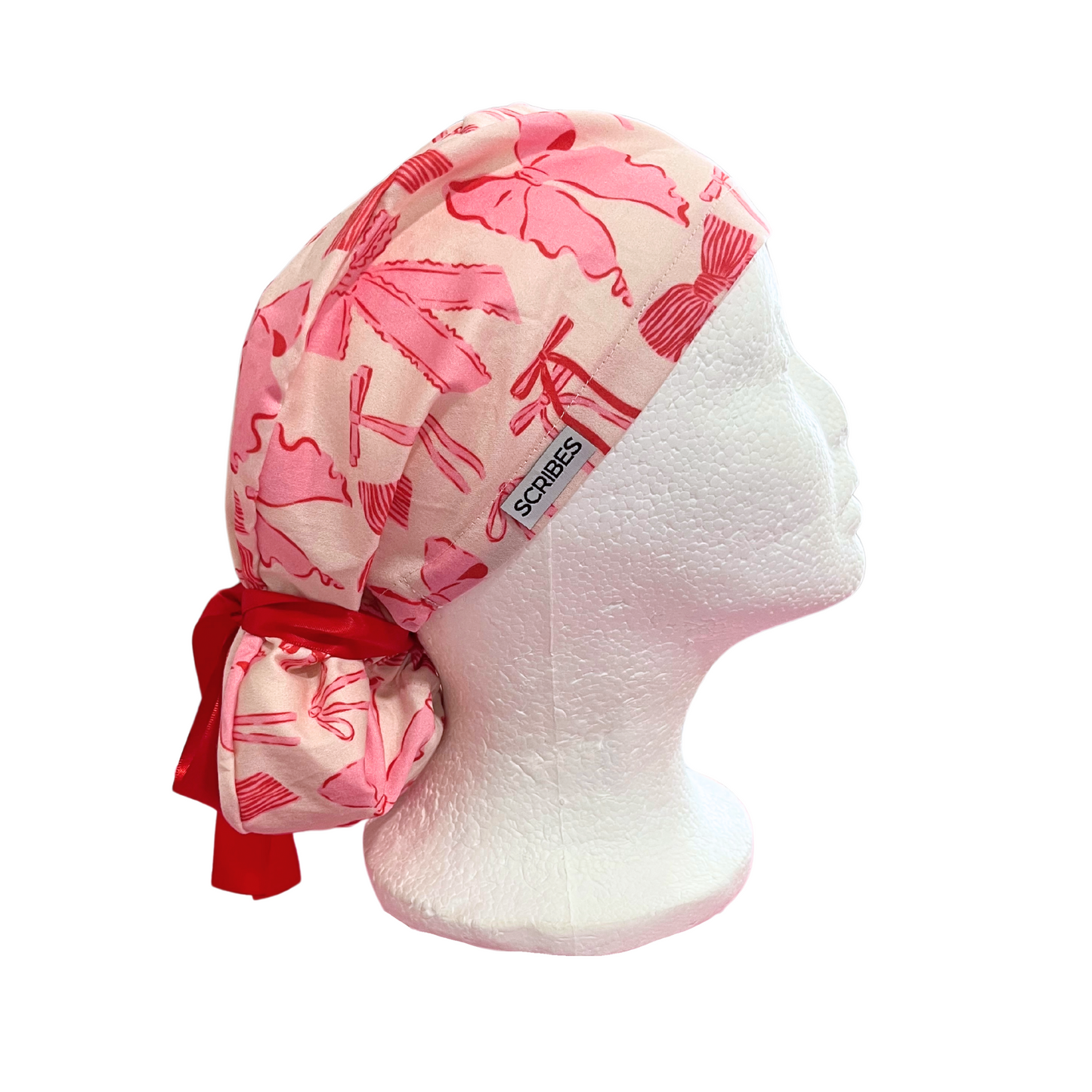 Bows in Pink Pony Style Scrub Cap