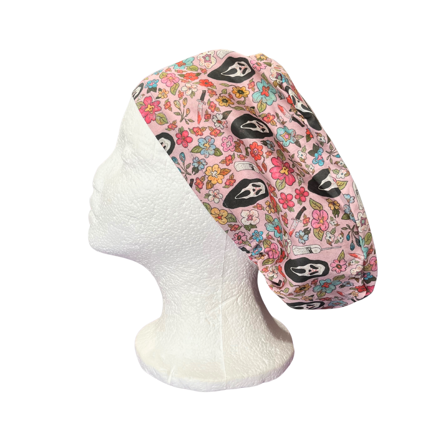 Dusky Pink Scream Halloween  Surgical caps Hybrid Euro Srub cap