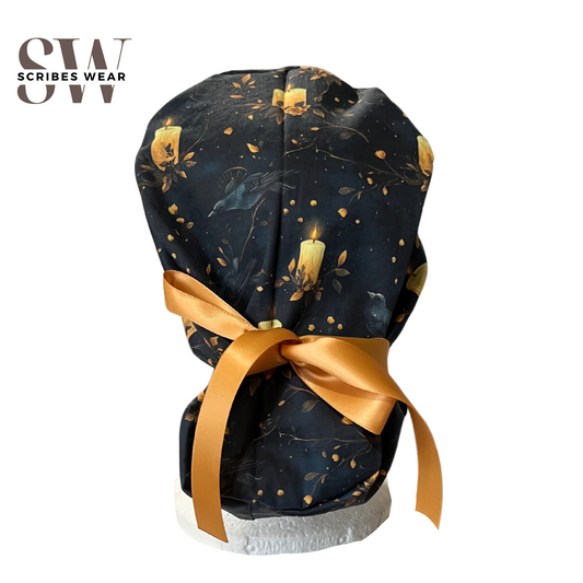 Candles and Ravens Halloween Pony Scrub cap Exclusive Print