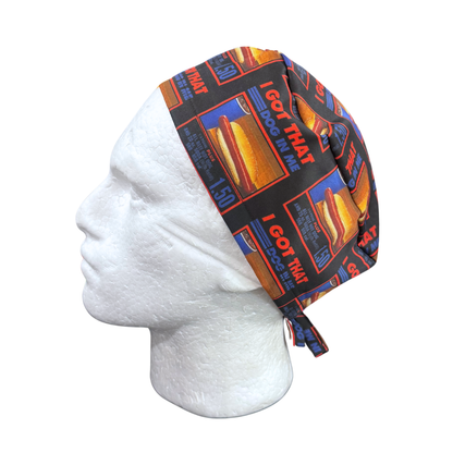 Black cap- I got the DOG in me in Skull cap scrub cap style