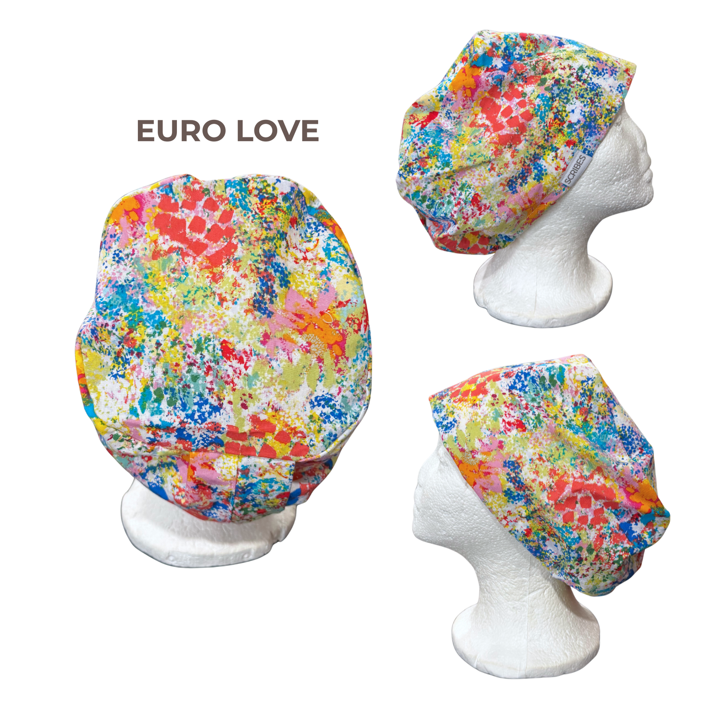 Watercolor patches in Euro Love Style Scrub cap