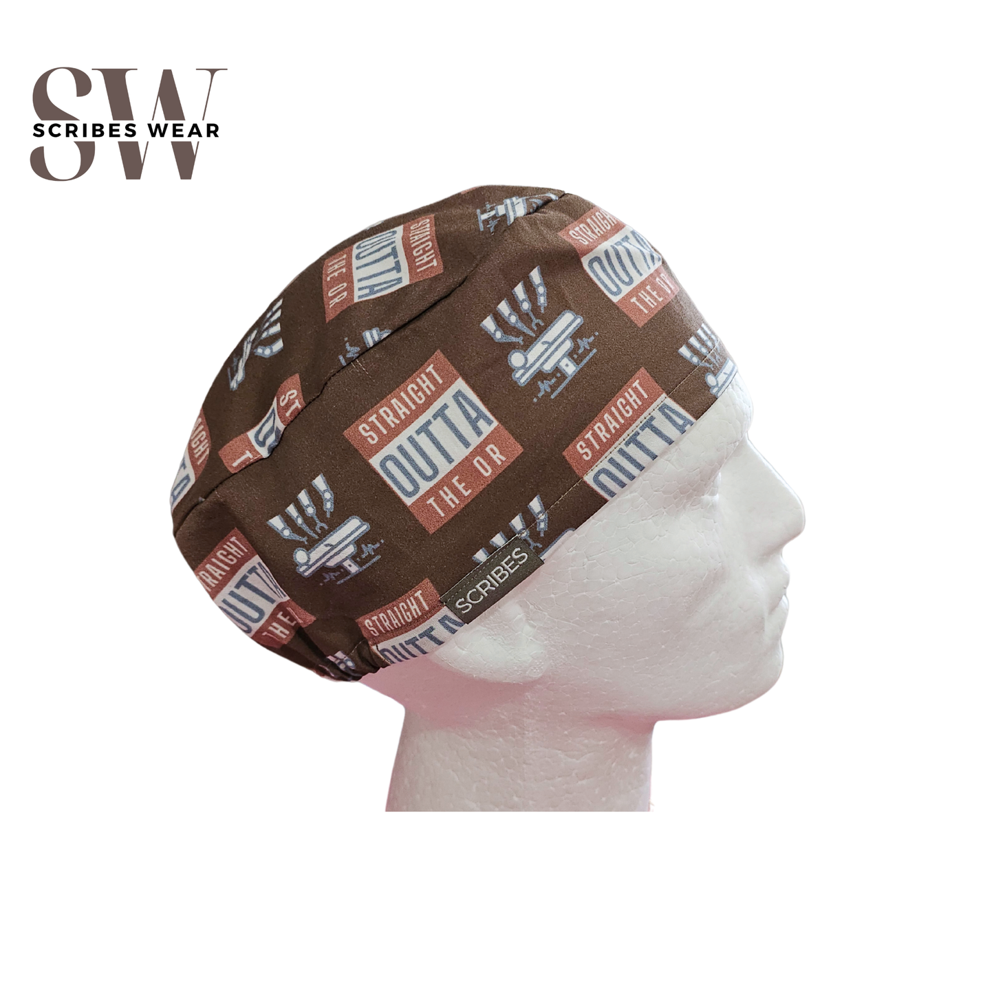 Brown Straight Outta the OR Euro Men Scrub Cap