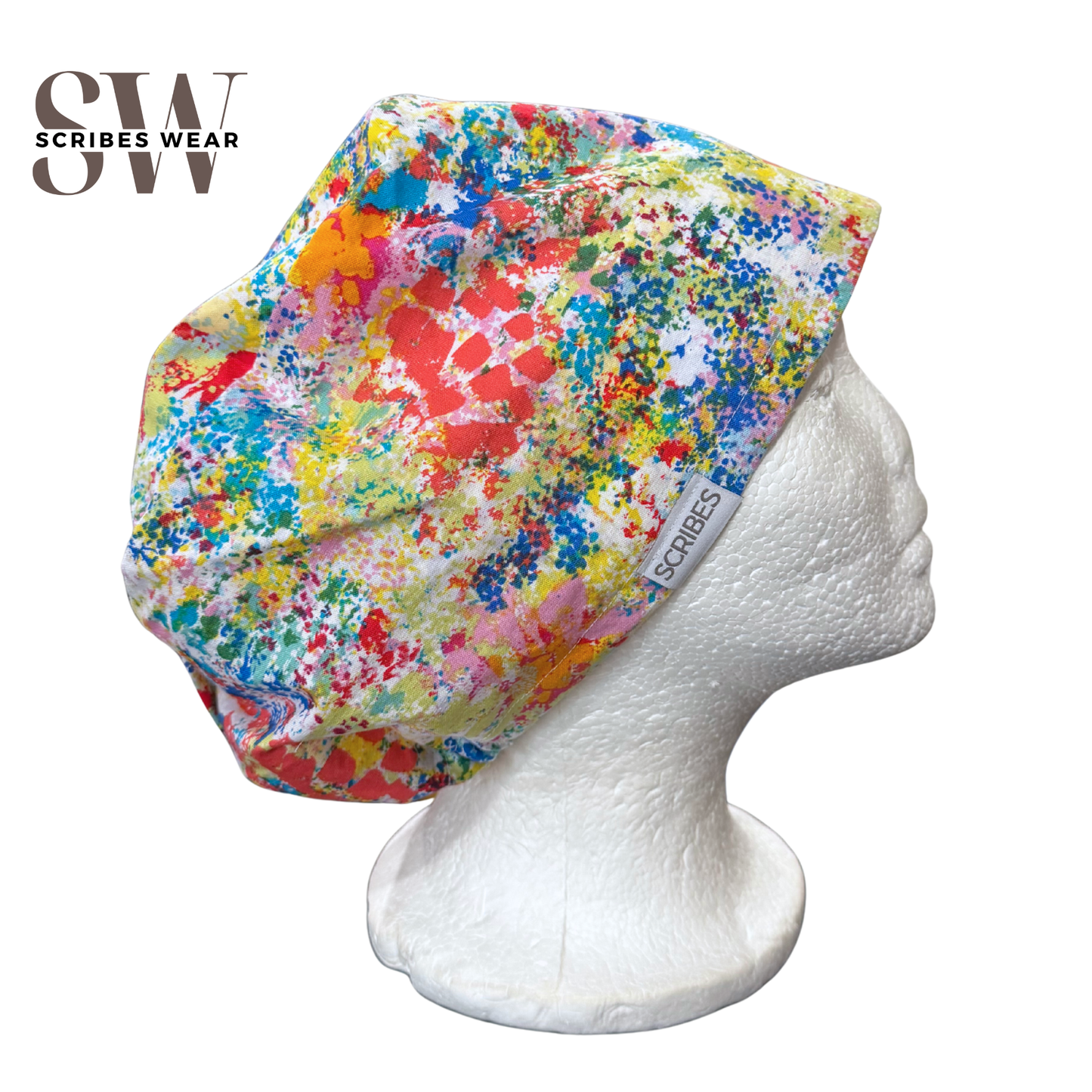 Watercolor patches in Euro Love Style Scrub cap