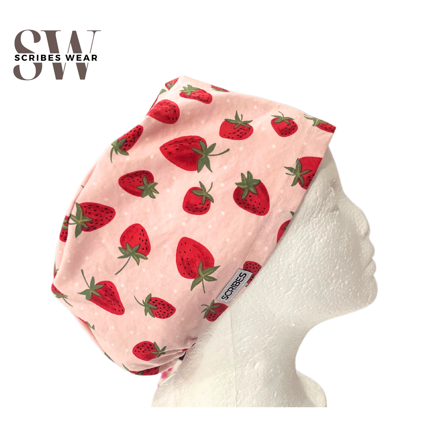 Strawberries Euro Love Style Scrub Cap