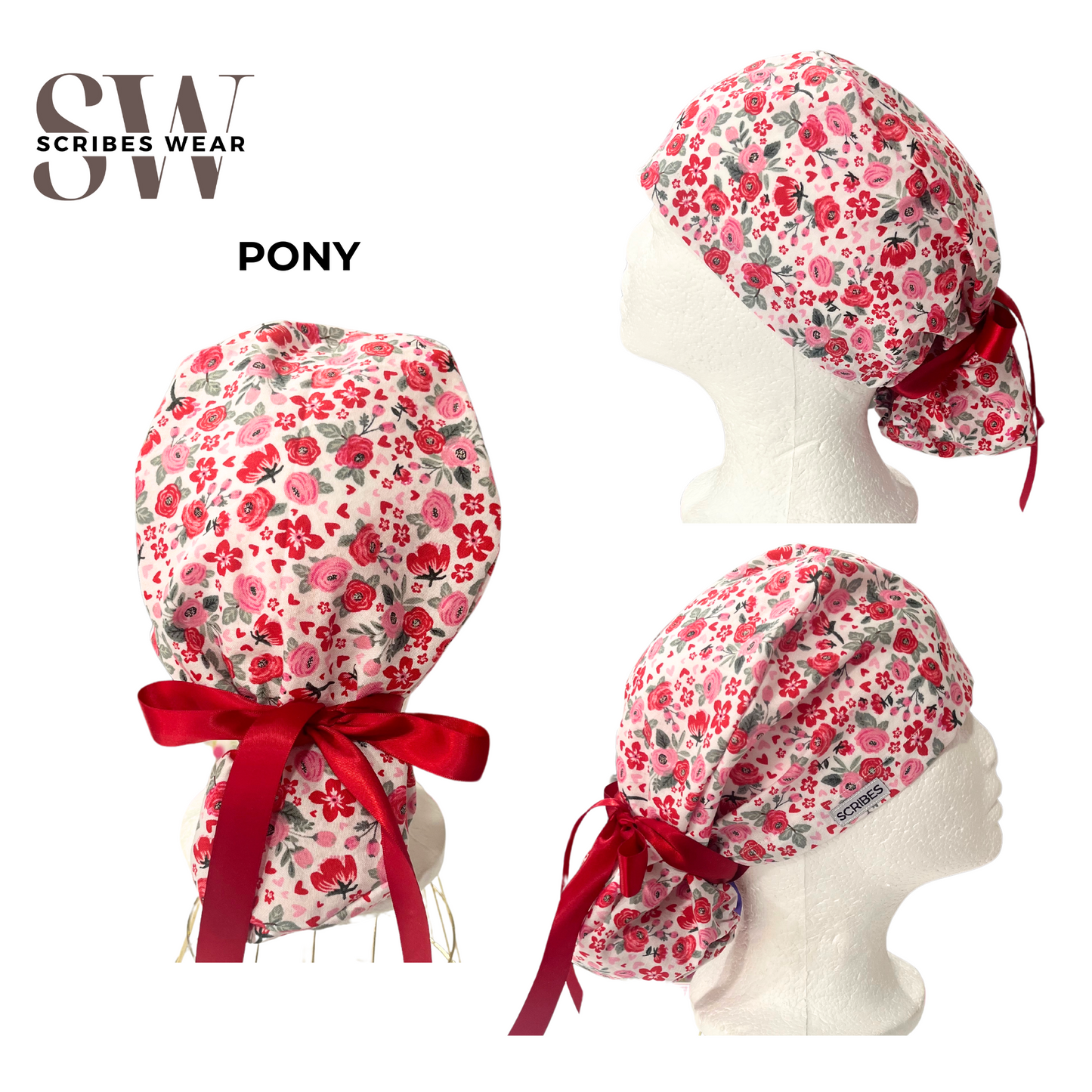 Bouquet of flowers Pony Style Scrub Cap