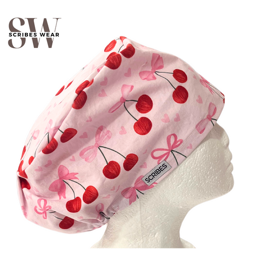 Cherries and Bowties Euro Love Style Scrub cap