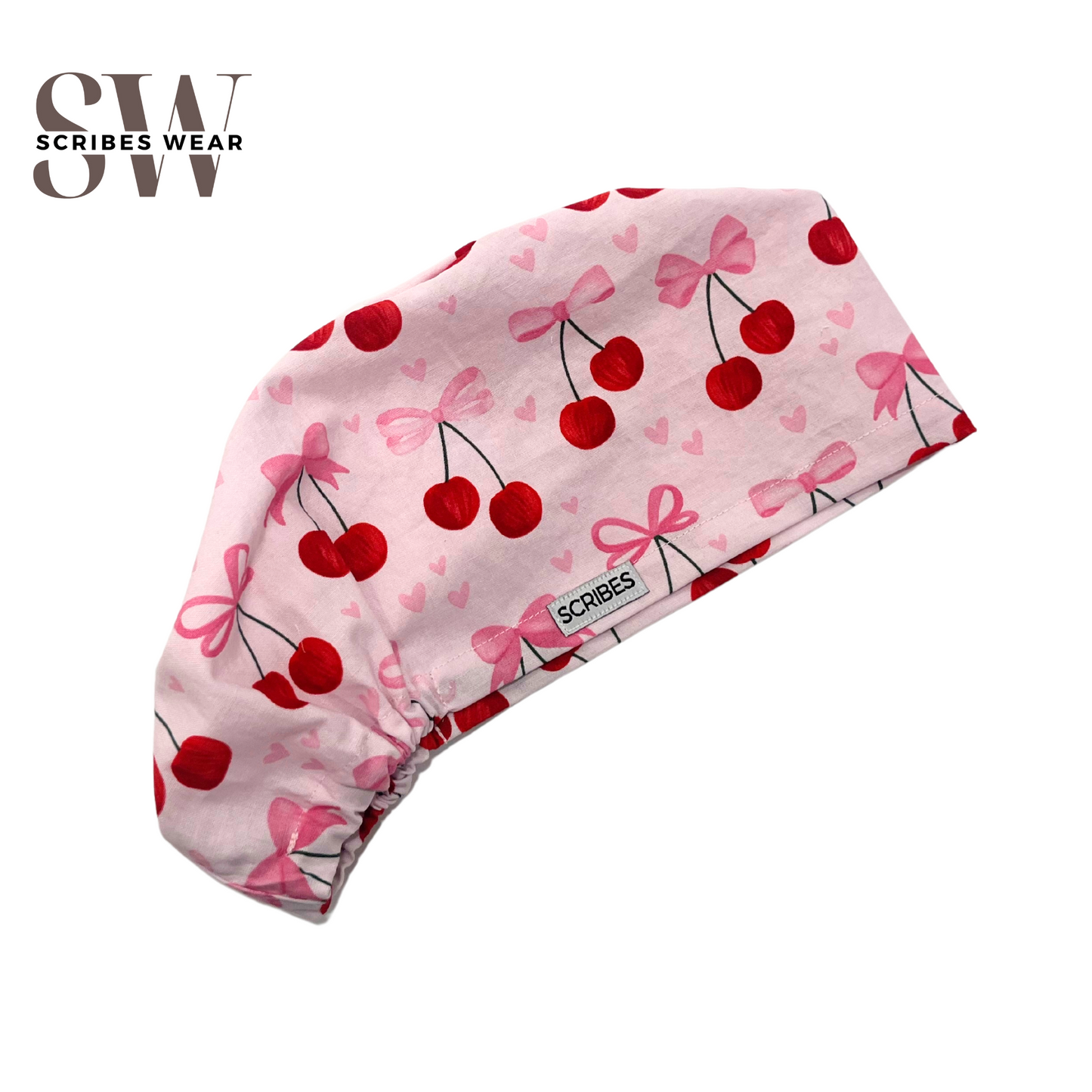 Cherries and Bowties Euro Love Style Scrub cap