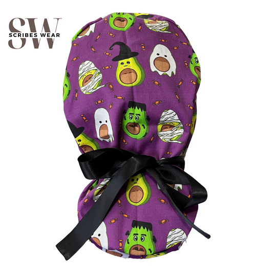 Avocado Mallampati Halloween Pony Scrub Cap