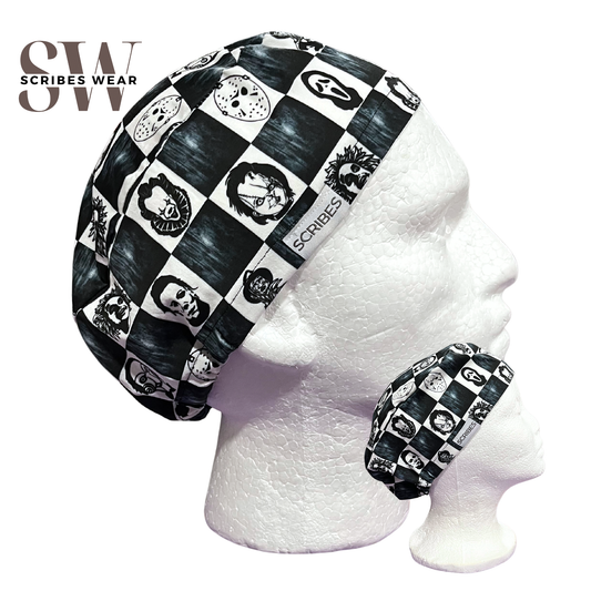 Black and White Checkered Scary movie villain Skull Cap Euro for Men