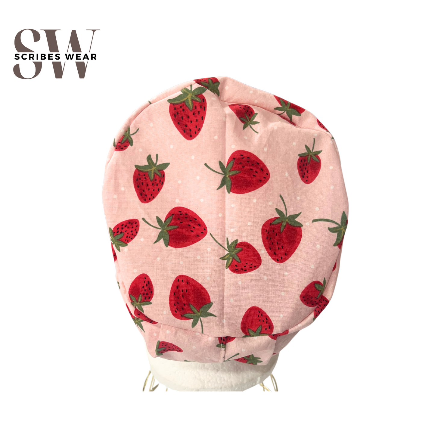 Strawberries Euro Love Style Scrub Cap