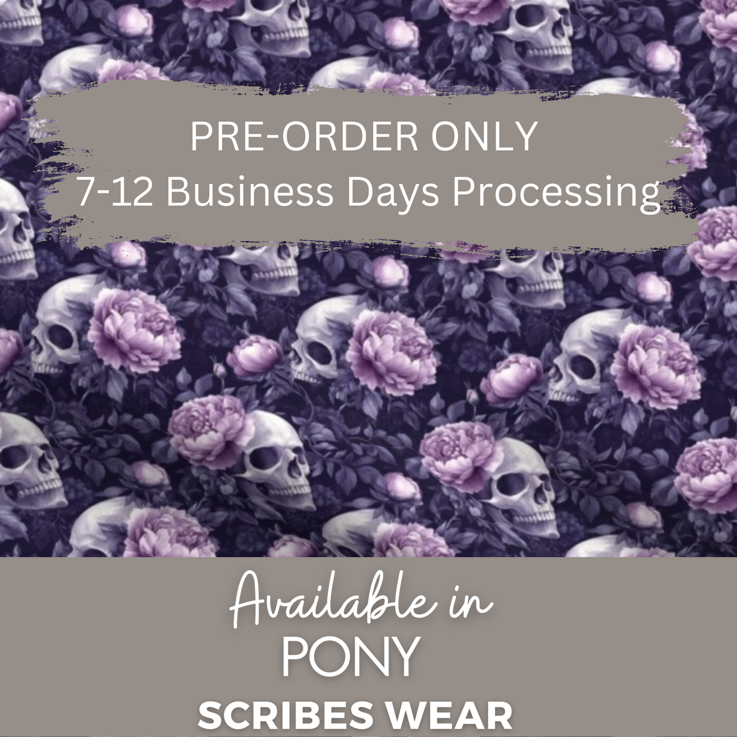Pre-Order Dark Fantasy Skull and Peonies Halloween Pony Scrub cap Exclusive Print