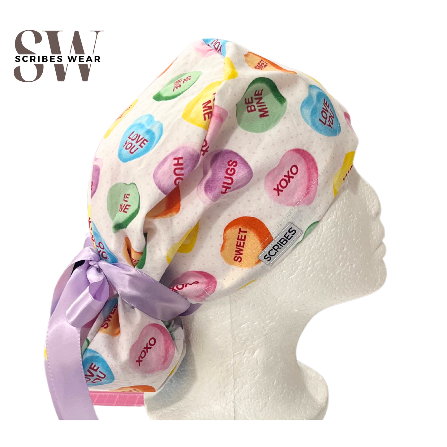 Heart Candies Pony Style Scrub Cap