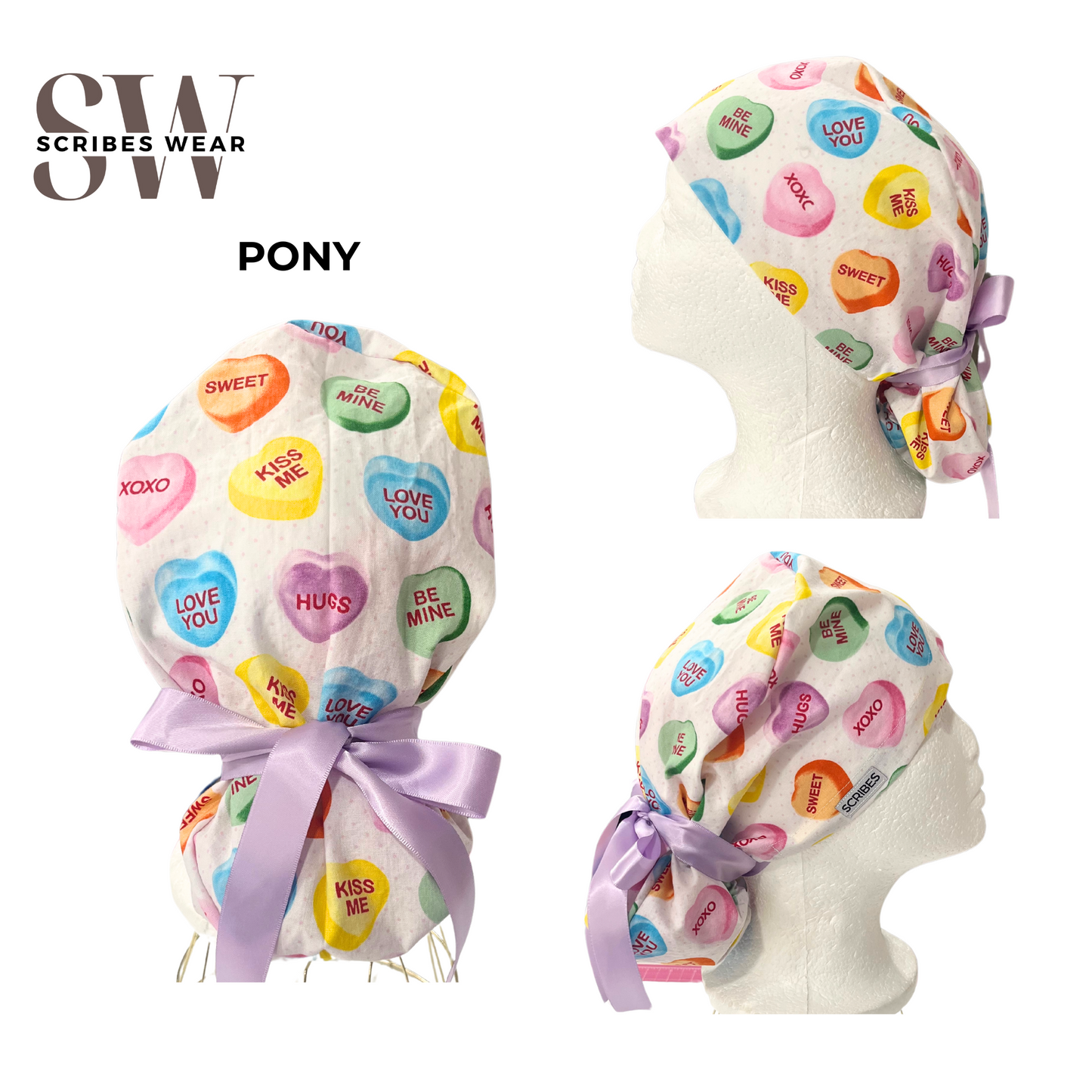 Heart Candies Pony Style Scrub Cap