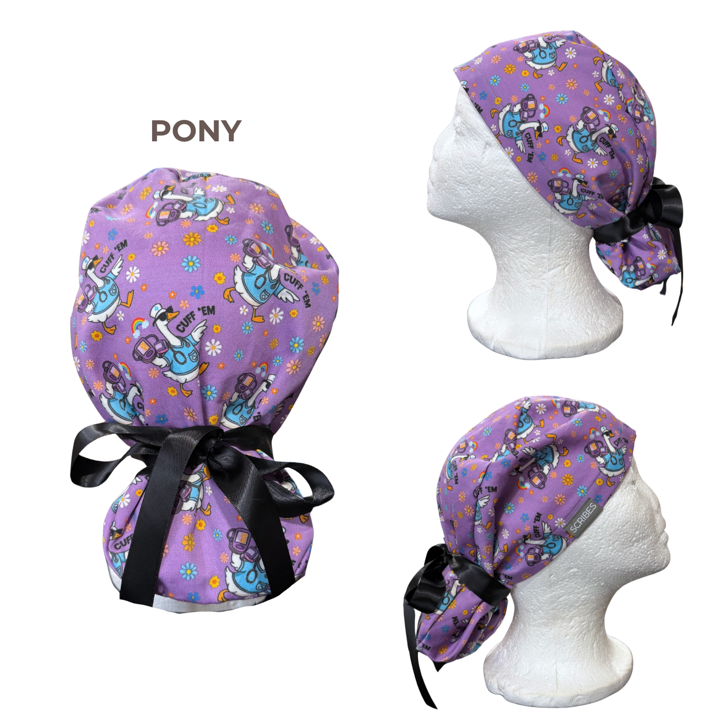 Cuff them blood pressure cuff scrub cap in Pony style