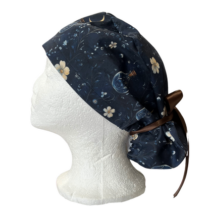 Mystical Night in Navy Witchcraft, Halloween Pony Scrub cap Exclusive Print