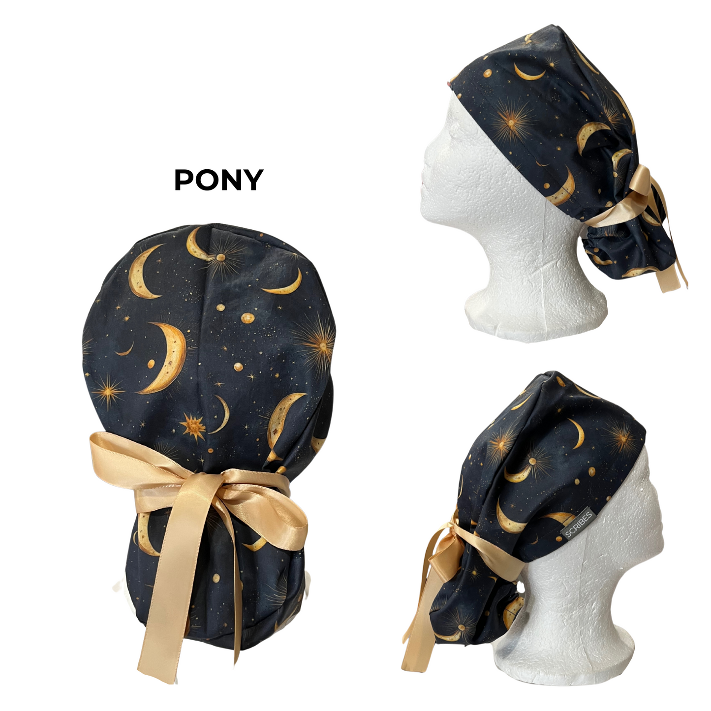 Pre-Order Celestial Moon Witch in Navy Witchcraft, Halloween Pony Scrub cap Exclusive Print