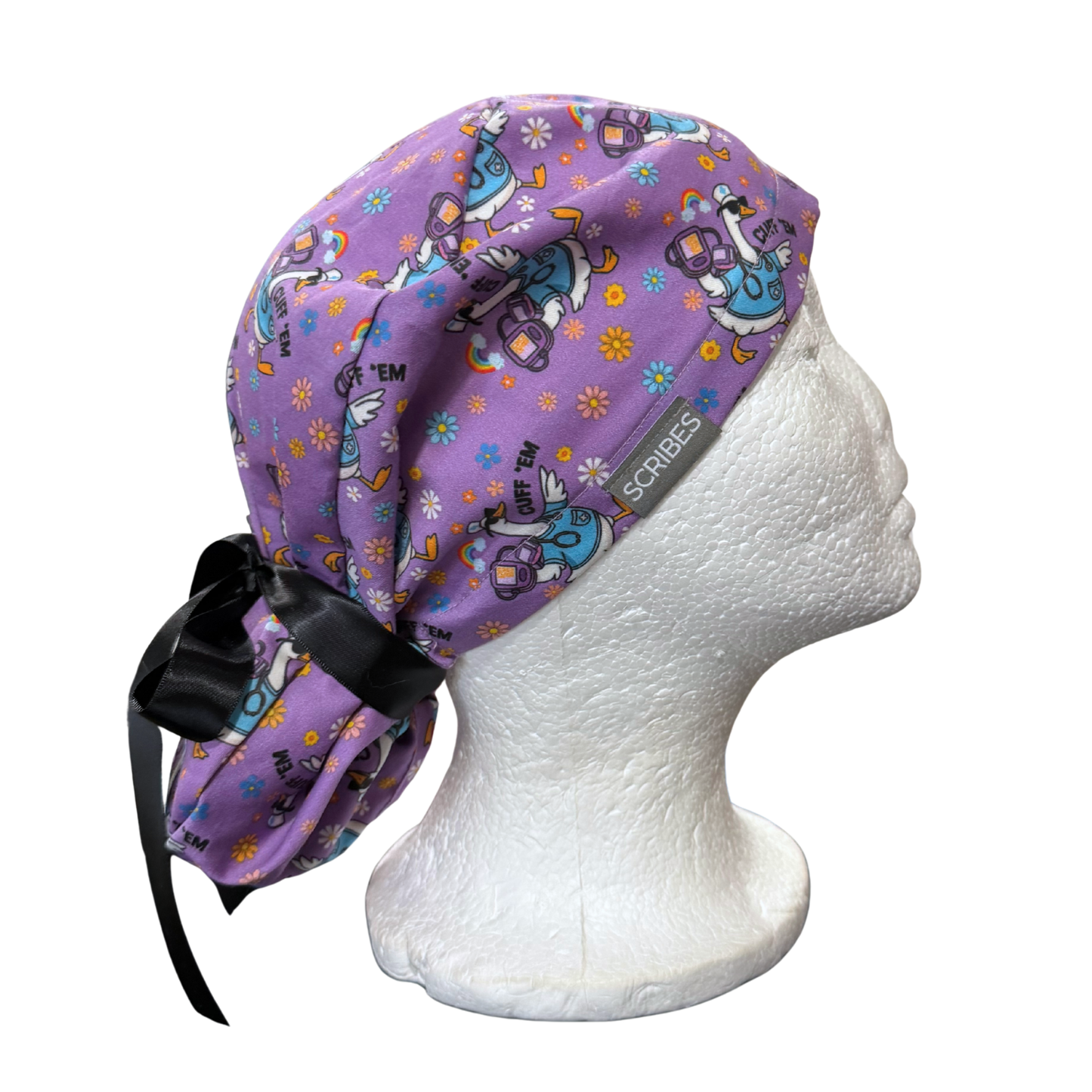 Cuff them blood pressure cuff scrub cap in Pony style