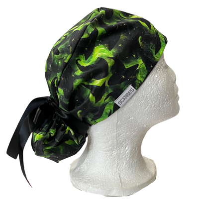 Emerald Wizards and Witches Hats Halloween Pony Scrub cap Exclusive Print