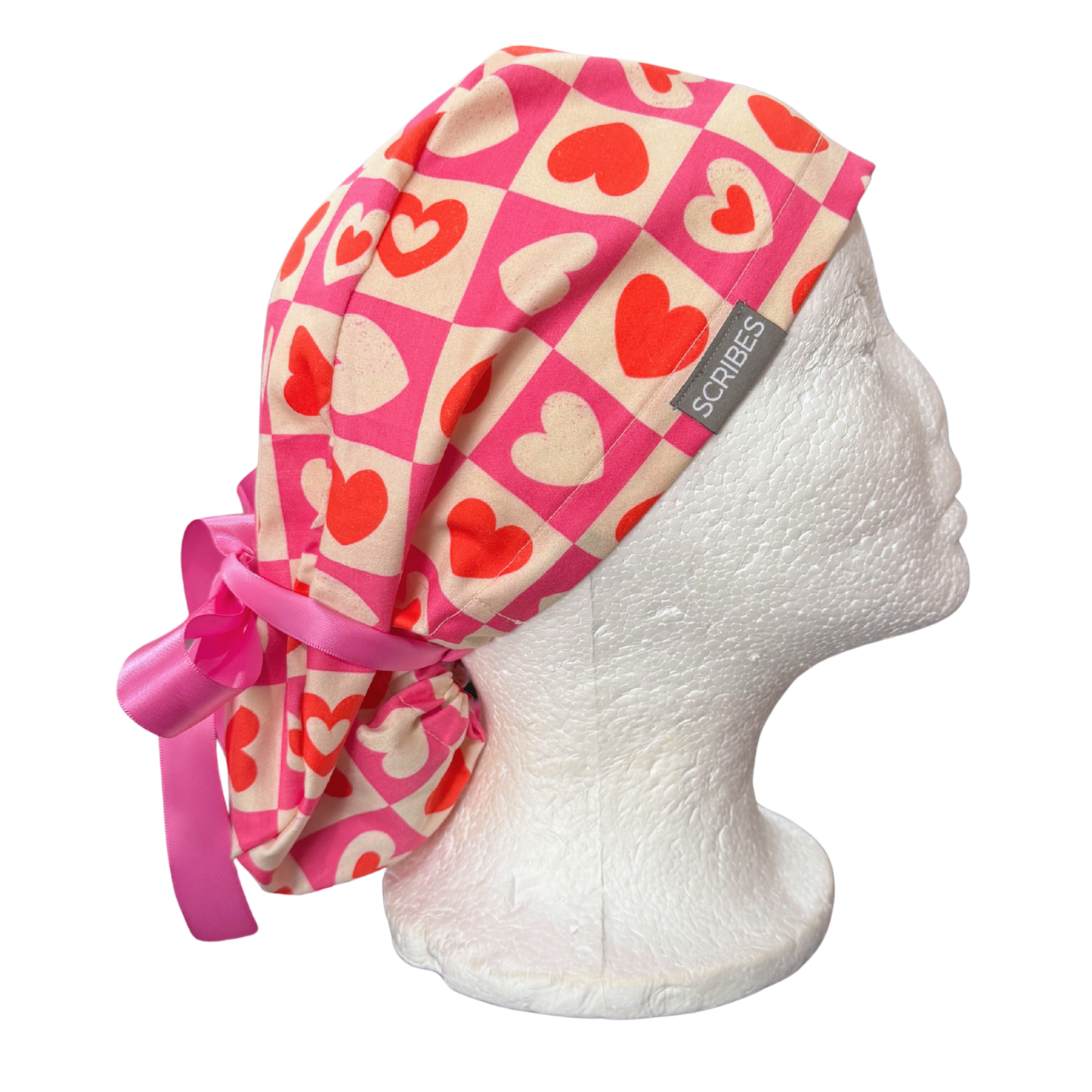 Hearts on Hearts Pony Style Scrub Cap
