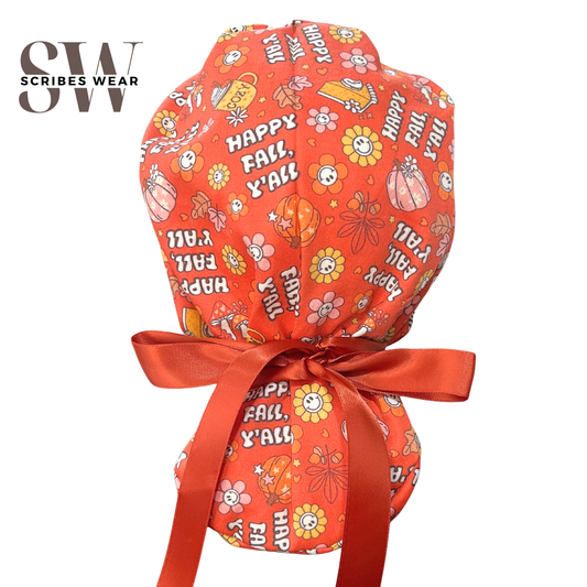 Happy Fall in Autumn Pony Scrub cap