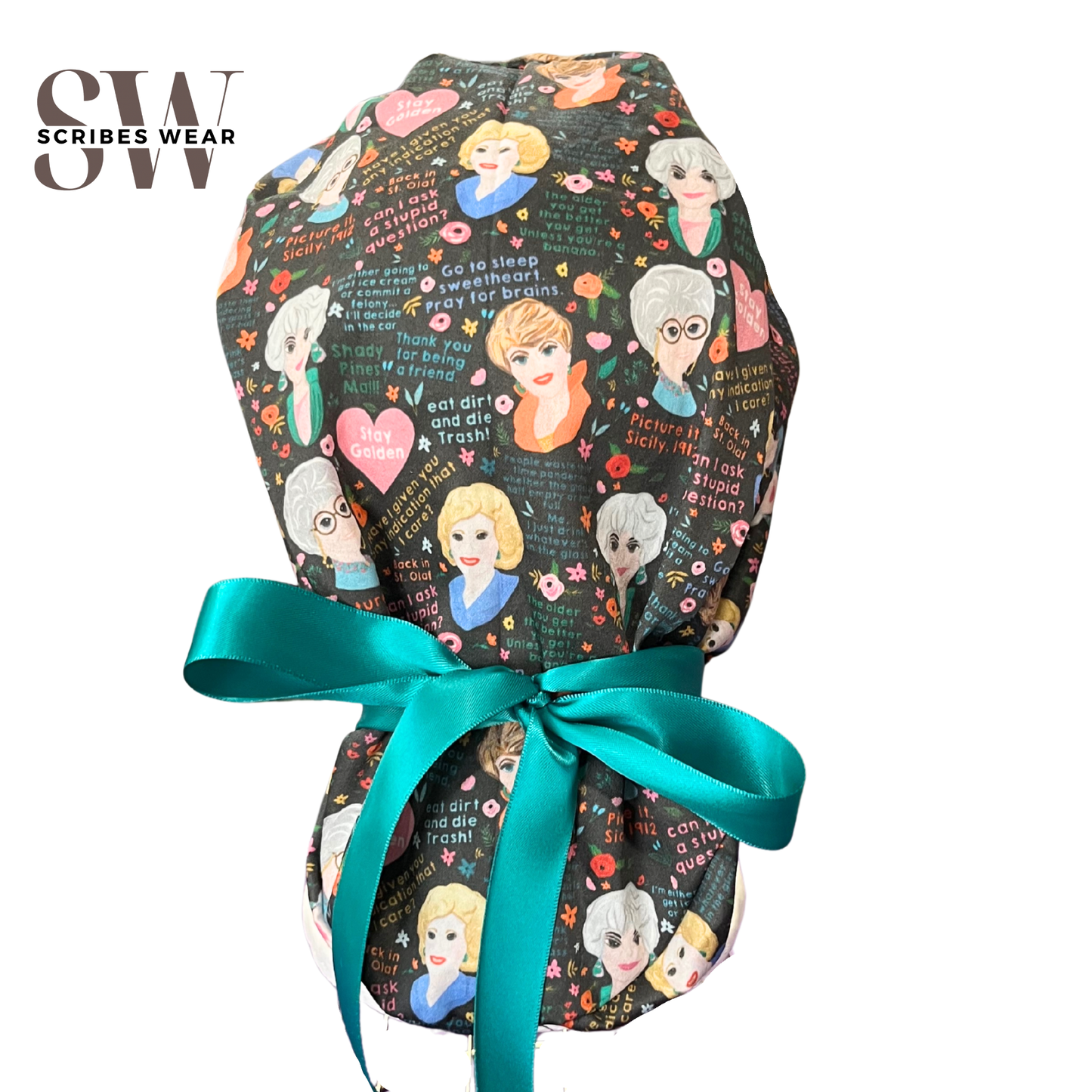 Charcoal Golden Girls Tv Show Surgical caps Pony Scrub Cap