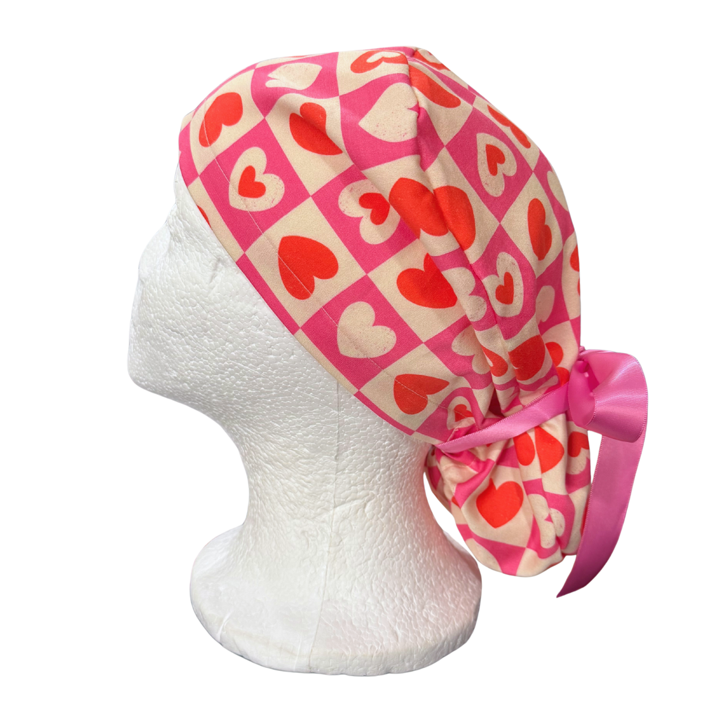 Hearts on Hearts Pony Style Scrub Cap