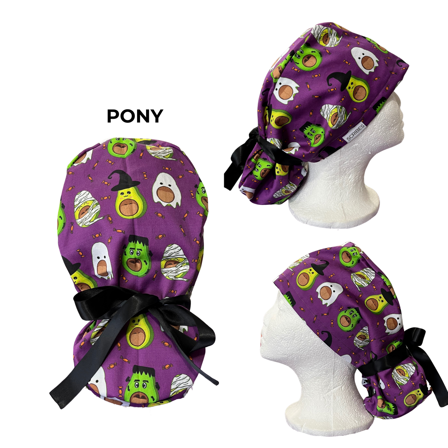 Avocado Mallampati Halloween Pony Scrub Cap