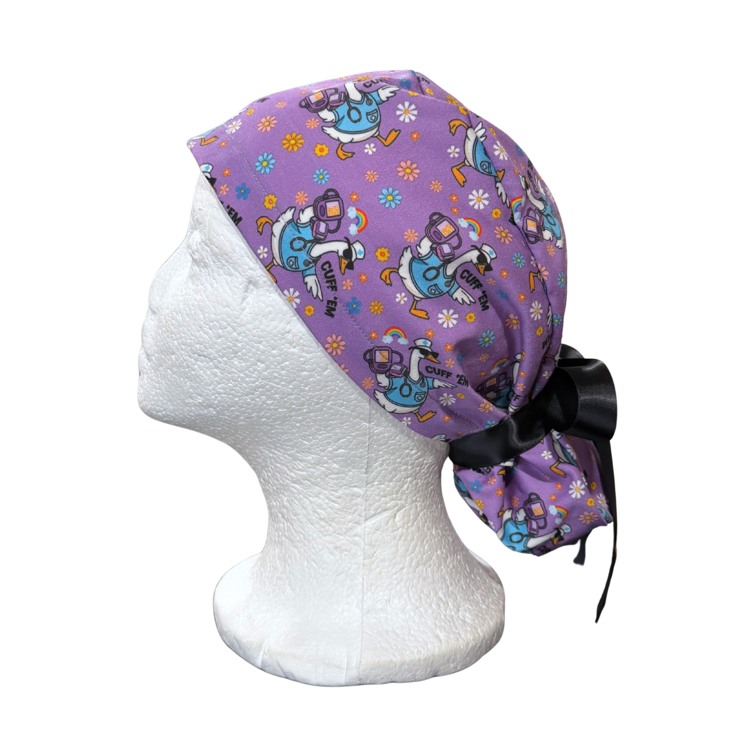 Cuff them blood pressure cuff scrub cap in Pony style