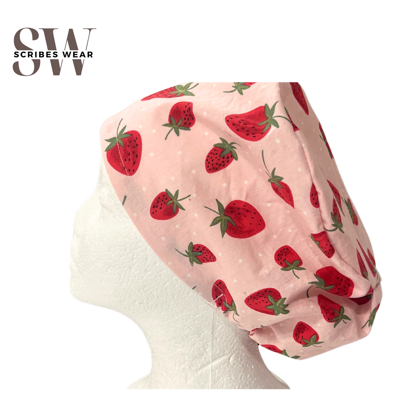 Strawberries Euro Love Style Scrub Cap