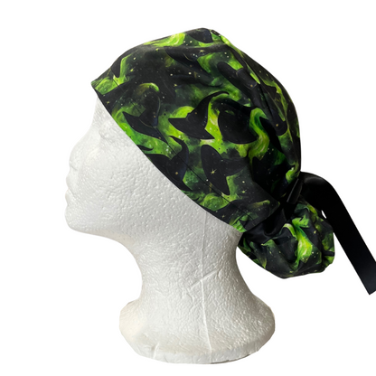 Emerald Wizards and Witches Hats Halloween Pony Scrub cap Exclusive Print