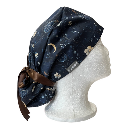 Mystical Night in Navy Witchcraft, Halloween Pony Scrub cap Exclusive Print