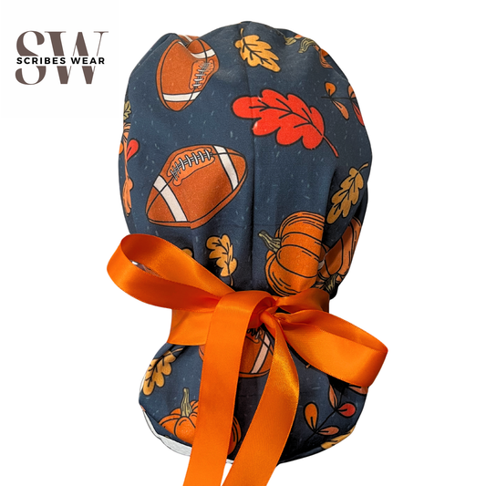 Fall Football Season in Pony Scrub cap