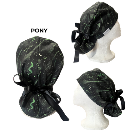 Emerald Brooms and  Witchcraft, Halloween Pony Scrub cap Exclusive Print