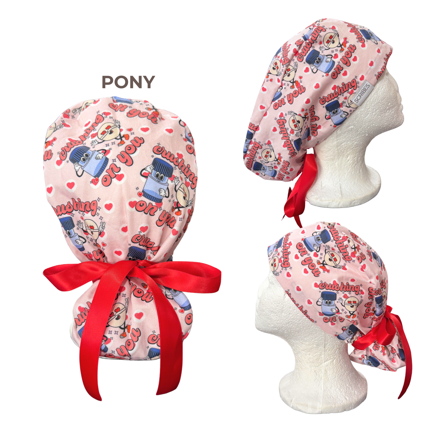 Crushing on you with a pill crusher Pony Style Scrub Cap